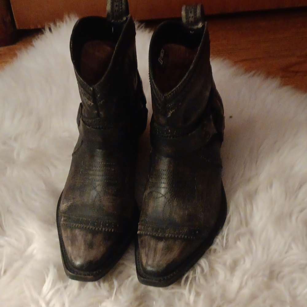 Black Leather Ankle Boots - Picture 3 of 4